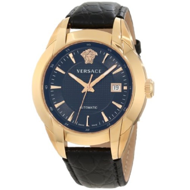 Versace Men's 25A380D008 S009 Character Automatic Rose Gold PVD Black Dial Leather Watch $875.00+free shipping