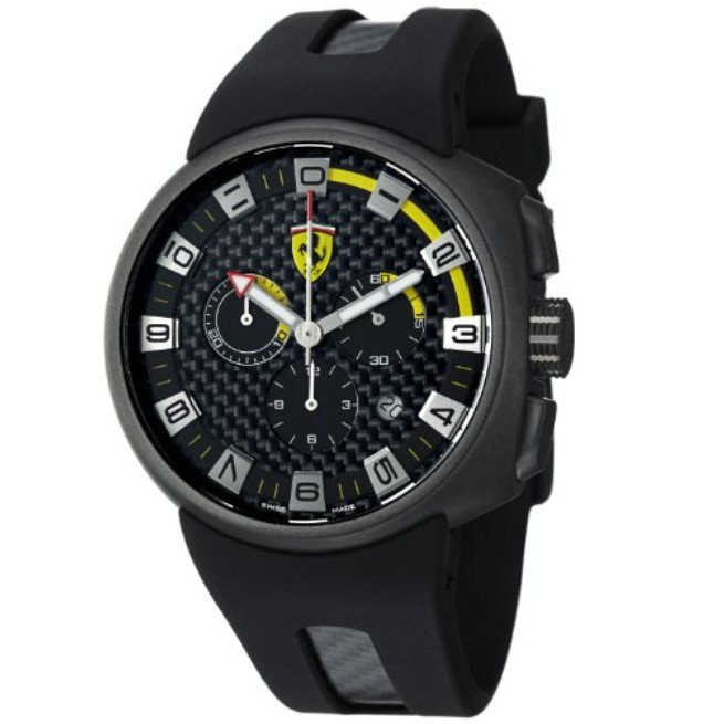 Ferrari F1 Podium Men's Gun PVD Carbon Fiber Dial Chronograph Watch FE-10-IPGUN-CG/FC-FC $310.40+free shipping