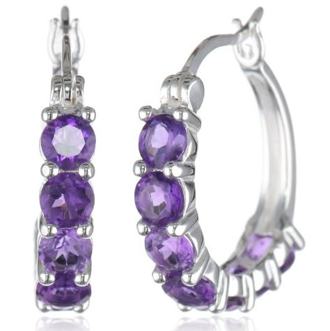 纯银紫水晶耳环(直径0.8