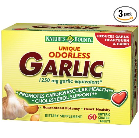 Nature's Bounty Odorless Garlic 1250mg, 60 Tablets (Pack of 3)  $19.38 (22%off) + $5.99 shipping 