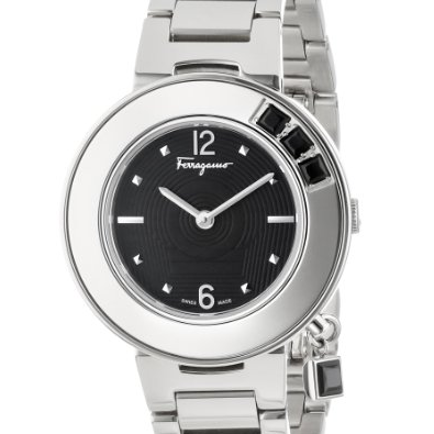 Ferragamo Women's F64SBQ99909 S099 Gancino Sparkling Silver/Black Stainless Steel Watch $439.99(65%off) 