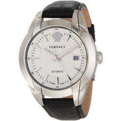 Versace Men's 25A399D002 S009 Character Automatic White Dial Black Leather Watch $750