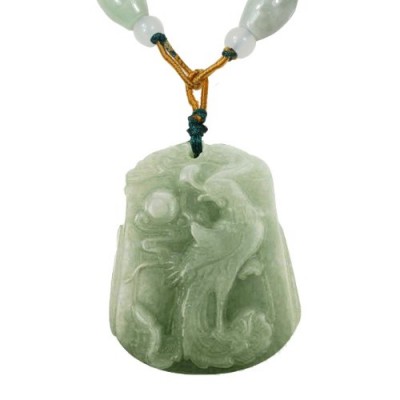 Jadeite Jade Hand Carved Dragon or Phoenix Pendant Necklace, only $59.95