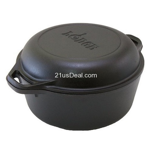 Lodge L8DD3 Cast Iron Double Dutch Oven, 5-Quart, only $31.92, free shipping