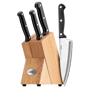 Ginsu Essential Series 5-Piece Stainless Steel Knife Prep Set with Triple Riveted Full Tang Handles and Natural Hardwood Block 4852, only $11.72 