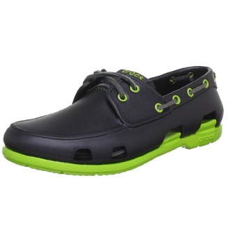 crocs Men's 14327 Beach Line Boat Sneaker,Onyx/Volt Green $37.71+free shipping