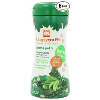 Happy Baby Organic Puffs, Greens Puffs, 2.1-Ounce Containers (Pack of 6) $14.25 +free shipping