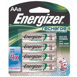 Energizer Recharge Power Plus AA 2300 mAh Rechargeable Batteries, Pre-Charged, 8 count $10.44