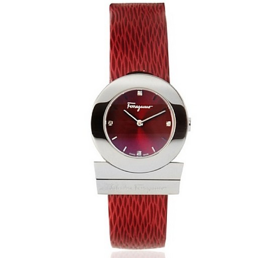 Ferragamo F56SBQ9926 S006 Gancino Red Leather Watch       $607