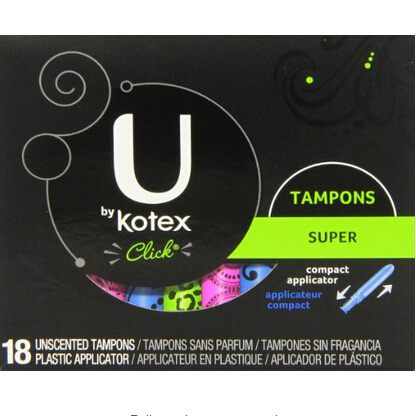 U by Kotex Click Super Compact Tampons, Compact Plastic Applicator, Unscented, 18 Count (Pack of 4) $9.64