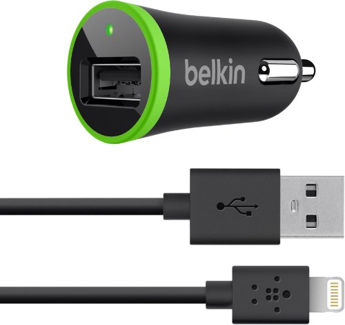 Belkin Car Charger with 8-Pin Lightning Cable Connector to USB Cable for Apple iPhone 5, iPad (4th Gen), iPad mini, iPod Touch (5th Gen), and iPod nano (7th Gen) (2.1) AMP/10 Watt)    $9.89 (75% off )