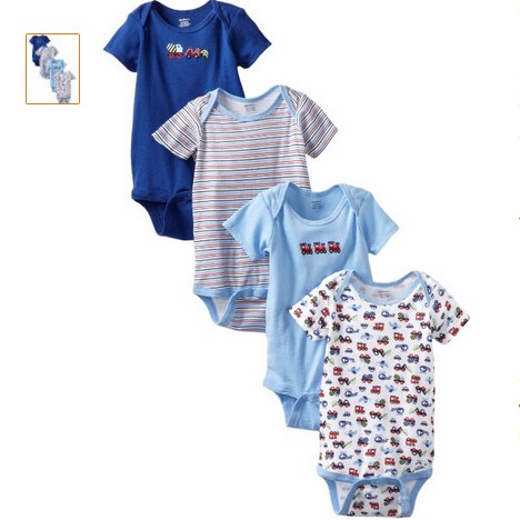 Gerber Baby-Boys Infant 4 Pack Boy Variety Onesies Brand With Trains  $5.75