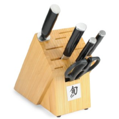 Shun Classic 6-Piece Knife Set with Bamboo Block $293.99