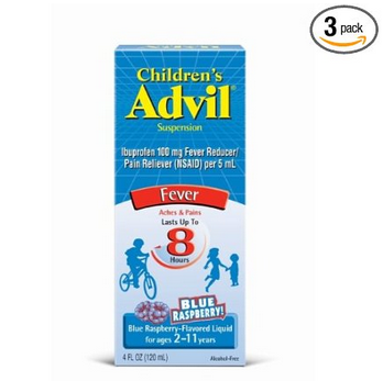 Children's Advil Ibuprofen Fever Reducer/Pain Reliever Oral Suspension, Blue Raspberry, 4-Ounce Bottles (Pack of 3), only $13.79, free shipping