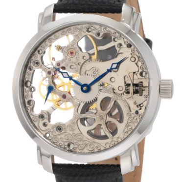 Akribos XXIV AK406SS 復古銀色鏤空錶盤男士機械腕錶，現僅售$117.05,免運費！