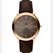 優雅英倫范兒！Burberry 巴寶莉BU2354 超薄棕色錶盤真皮錶帶男士腕錶 $288