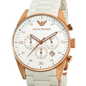 市場最低價！Emporio Armani 男士 AR5919 白色錶盤運動腕錶  $188.58 包郵