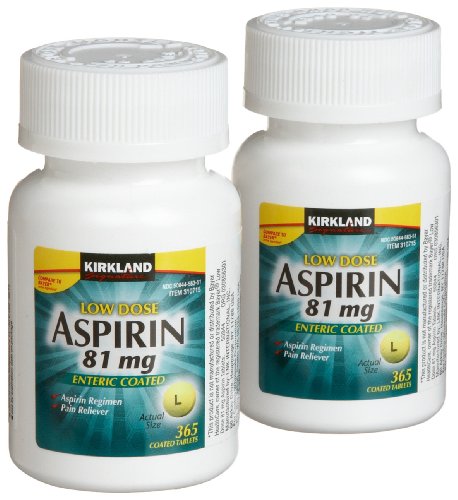 Kirkland Signature Low Dose Aspirin, 2 bottles - 365-Count Enteric Coated Tablets each $8.29(38%off)