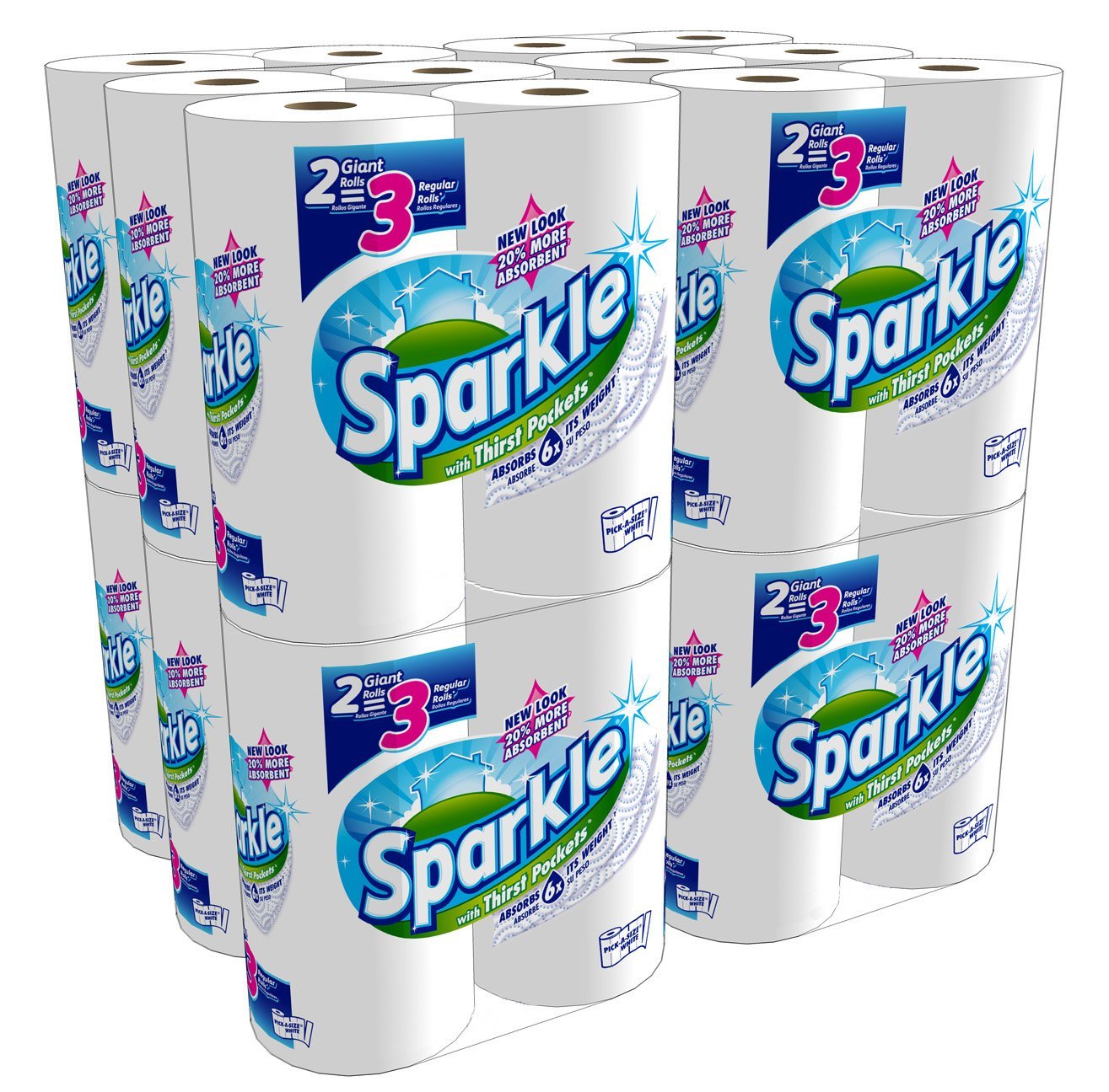 史低价！Sparkle超大卷Pick-a-Size厨房用纸24卷（相当于普通36卷）$20.72免运费