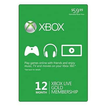 Microsoft Xbox LIVE 12 Month Gold Membership Card $39.99 Free Shipping