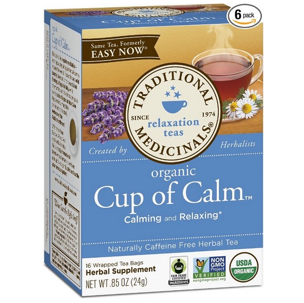 Traditional Medicinals Organic Fair Trade Certified Cup of Calm Herbal Tea, 16-Count Wrapped Tea Bags (Pack of 6) , only $17.38, free shipping