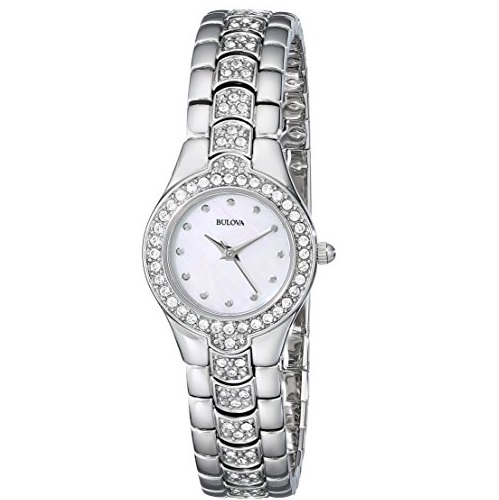 史低價！Bulova寶路華 96T14 施華洛世奇水晶女式腕錶，原價$275.00，現僅售$77.68，免運費。 
