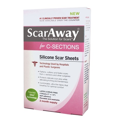Scaraway C-Section Scar Treatment Strips, Silicone Adhesive Soft Fabric 4-Sheets (7 X 1.5 Inch) , only $14.05, free shipping after using SS