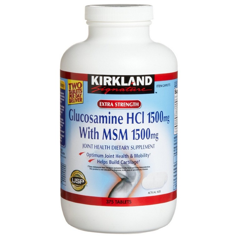 呵护骨骼关节健康！热销款！Kirkland Signature 强效 Glucosamine HCI 1500mg葡萄糖胺+1500mg有机硫 关节营养素，375粒，原价$23.84，现仅售$17.93