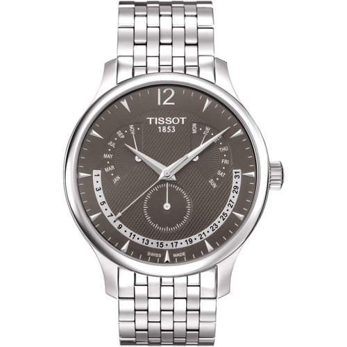 市場最低價！Tissot天梭T-Classic Tradition 逆跳復刻經典腕錶-黑灰    $322.00 （35%off）免運費及退貨運費