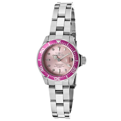 Invicta Women's 14098 Pro Diver Pink Dial Stainless Steel Watch $59.99+free shipping
