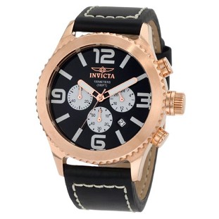 Invicta Men's 1429 II Collection Chronograph Black Dial Leather Watch $70.10+free shipping
