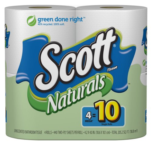 白菜价！Scott Naturals 卫生纸（4卷）$2.07免运费