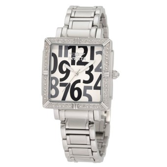 Invicta Women's 10669 White/Grey Wildflower Collection Diamond Accented Square Watch $76.02+free shipping