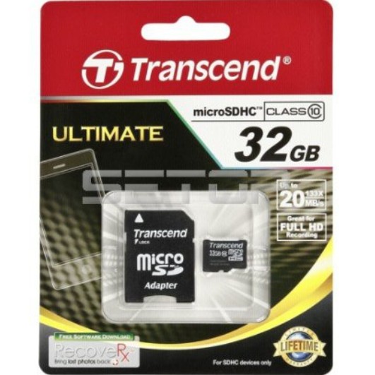Transcend Information 32GB microSDHC Class 10 with Adapter $19.99