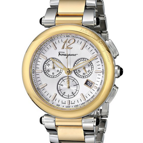 史低價！Ferragamo菲拉格慕女士黃金離子鍍不鏽鋼銀色錶盤雙色手鏈計時腕錶 僅售$1017 免郵費 （需用碼）