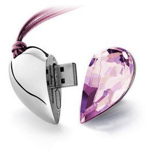 8GB Shiny Crystal Heart Shape USB Flash Drive with Necklace,light pink $6.08+ Free Shipping 