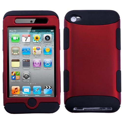 Hybrid Red/Black Total Defense Faceplate Hard Plastic Protector Snap-On Cover Case For Apple iPod Touch 4 (4th Generation)  $3.30 + $3.00 shipping 