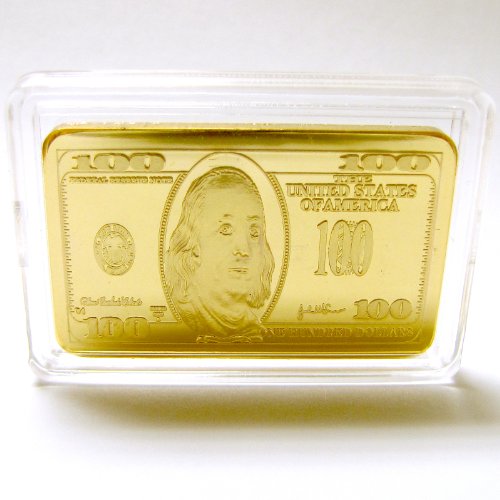 1 Troy Ounce $100 Bill 24k .999 Gold Clad Bar + Bonus Gold Buffalo Nickel!  $5.95 + $4.94 shipping 