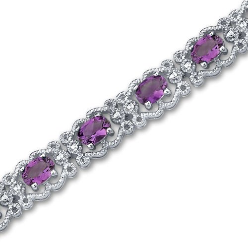 复古风格！6.00克拉椭圆形紫水晶宝石925纯银精美手链 特价$99.99