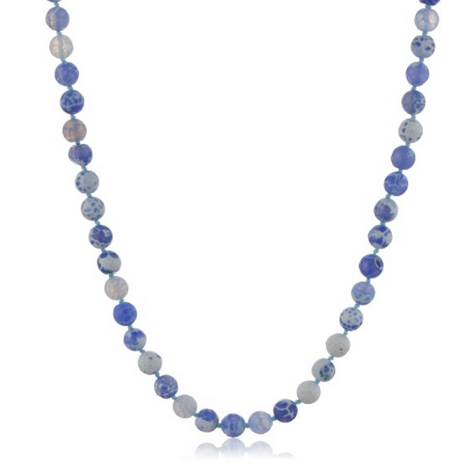 Blue Ice Agate Long Necklace 30