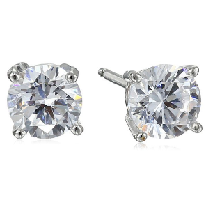 Platinum Plated Sterling Silver Round Cubic Zirconia Studs 	$14.99(57%off)   