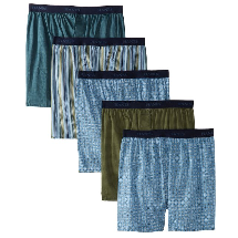 Hanes Men's Classics 5 Pack Printed Woven Exposed Waistband Boxer, Assorted Print, $5.72