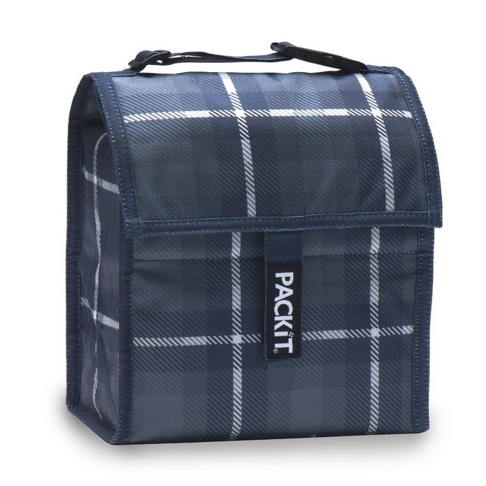 PackIt Freezable Lunch Bag with Adjustable Strap, Plaid Black $16.29