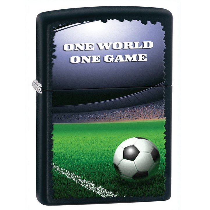 Zippo 芝宝黑色哑光款One Game, One World足球赛场打火机，原价$26.95，现仅$15.49 免运费