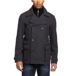 Kenneth Cole Men's Wool Peacoat With Sweater Insert, Charcoal $50.83+free shipping