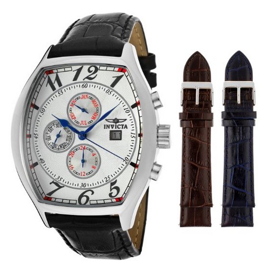 Invicta Men's 14329 Specialty Tonneau Watch with 3 Textured Leather Strap Set $76.59+free shipping