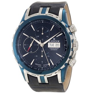Edox Men's 01113 357B BUIN Grand Ocean Automatic Chronograph Blue PVD Genuine Leather Watch $2,467.10+free shipping