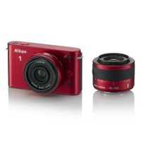 Nikon 1 J1 10.1 MP HD Digital Camera System with 10mm and 10-30mm VR 1 NIKKOR Lenses (Red) $332.50
