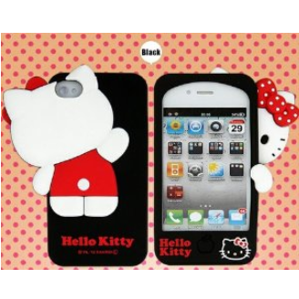 Hello Kitty 高级硅胶iPhone4/4S手机套 - 黑色 特价$3.38包邮