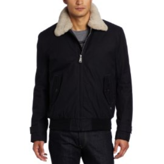 英国品牌Ben Sherman宾舍曼男款羊毛翻领黑色外套 特价$65.39